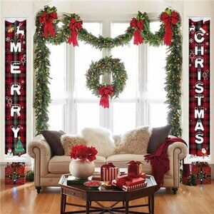 Christmas Decoration Banners and Porch Sign with Lights